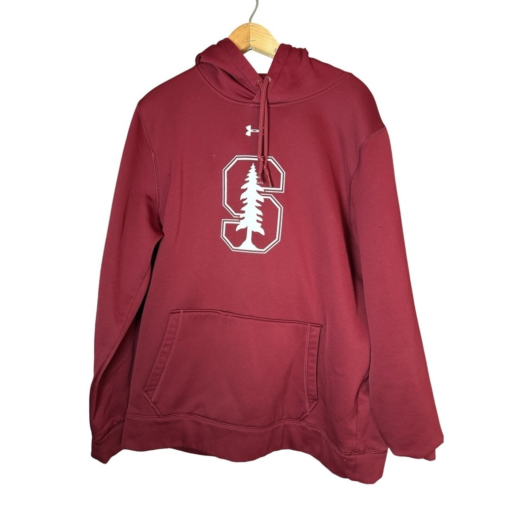 Under Armour Stanford University Cardinal Hoodie Men Large Red Pullover Coldgear